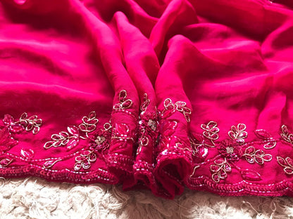 Gulabo pink premium gorgette indian sarees