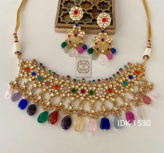 Navratran Inspired Necklace Set Kundan Necklace set women jewellery