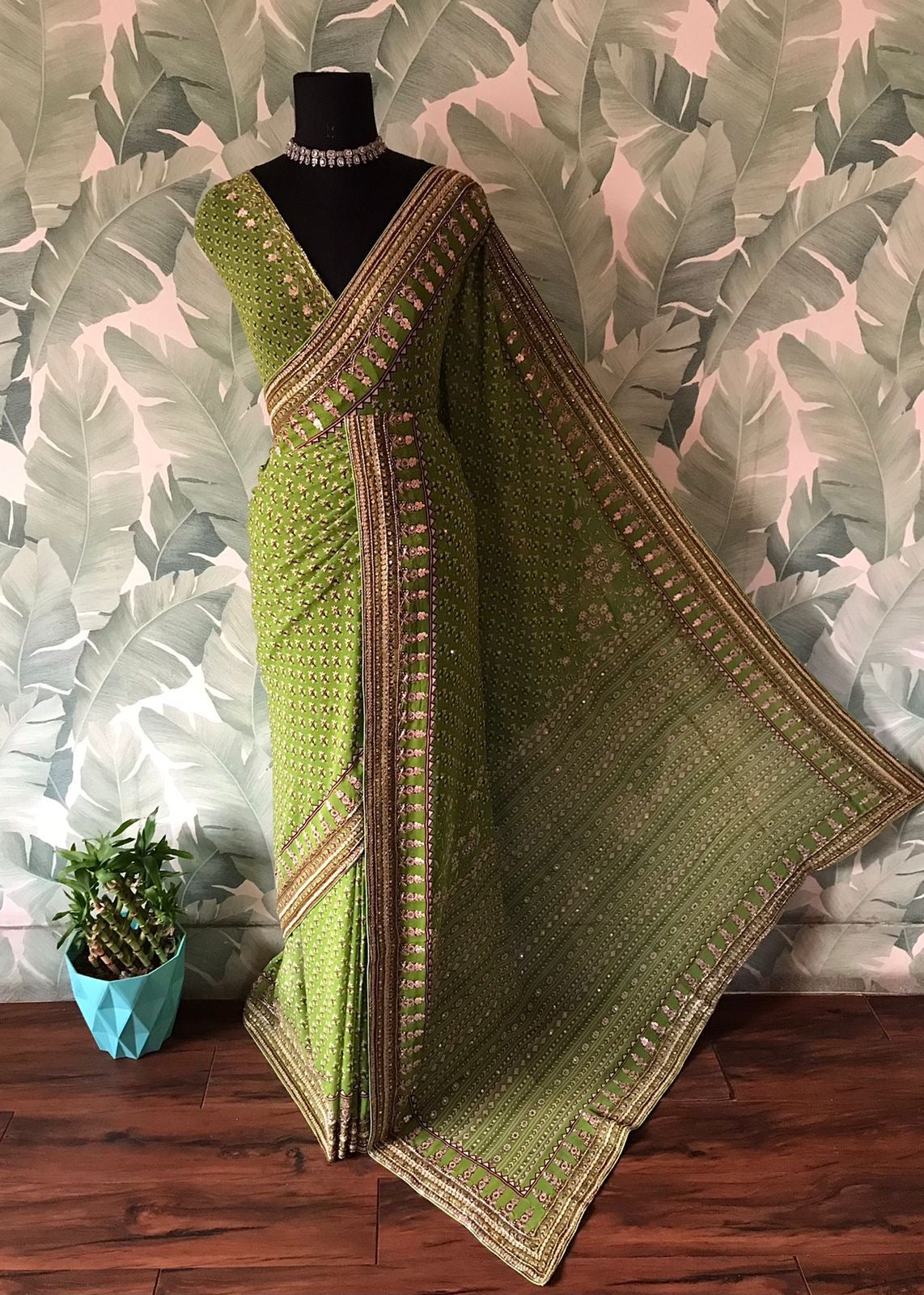 Premium gorgette silk saree handmade sari blouse