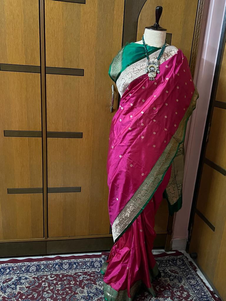 Pink Katan silk saree indian sari
