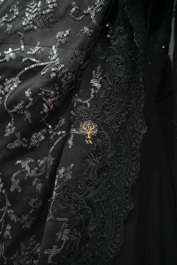 Black sequins beautiful gorgette sarees