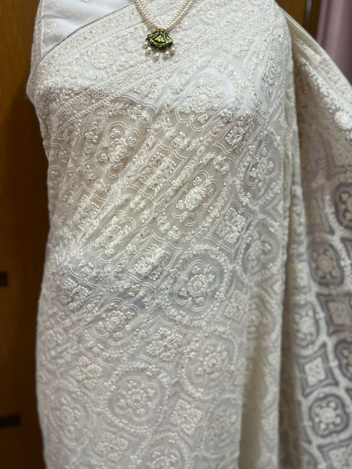Chikankari Saree White Elegant Saree Georgette Sarees