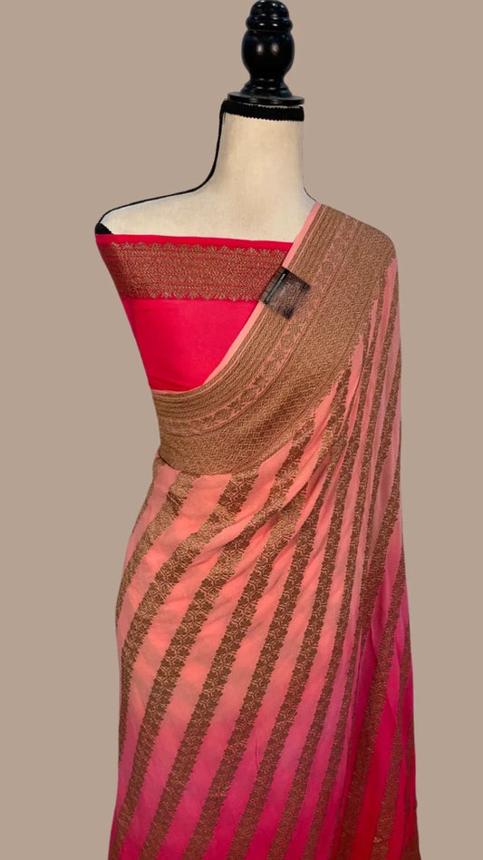 Harmaini khaddi gorgette saree