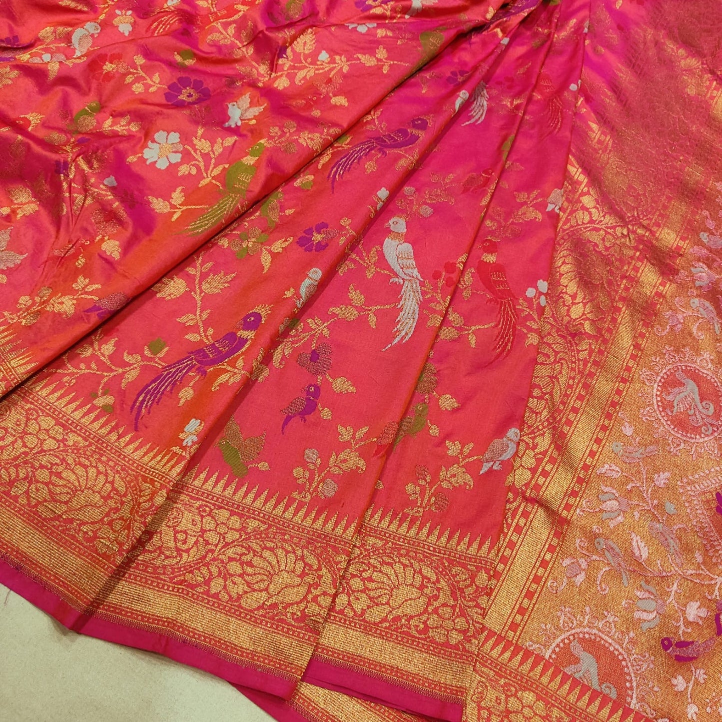 Kesari Katan silk saree handwoven Banarsi exclusive sarees blouse