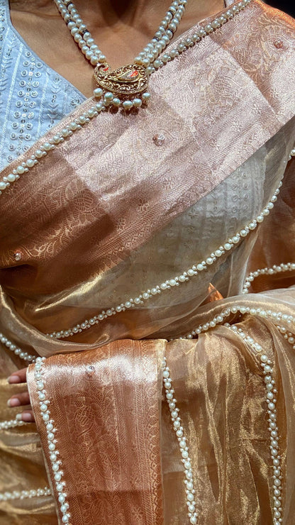 Banarsi gold tissue saree Indian sarees wedding sari blouse