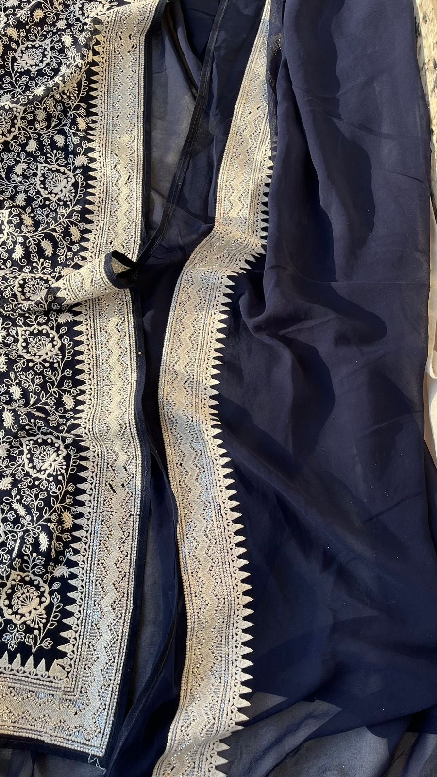 Black White Gorgette Saree Rich Saree