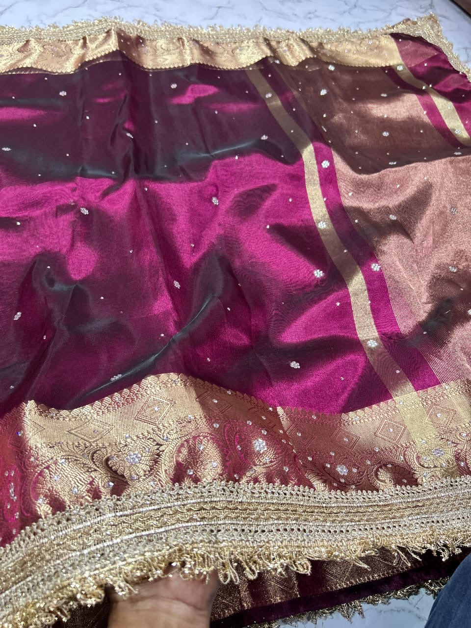 Tissue silk handmade Banarsi tissue lace sarees