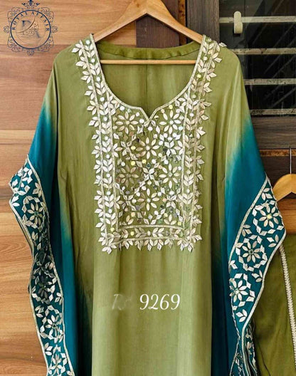 Silk designer kaftan set Partywear kaftan set traditional kaftan