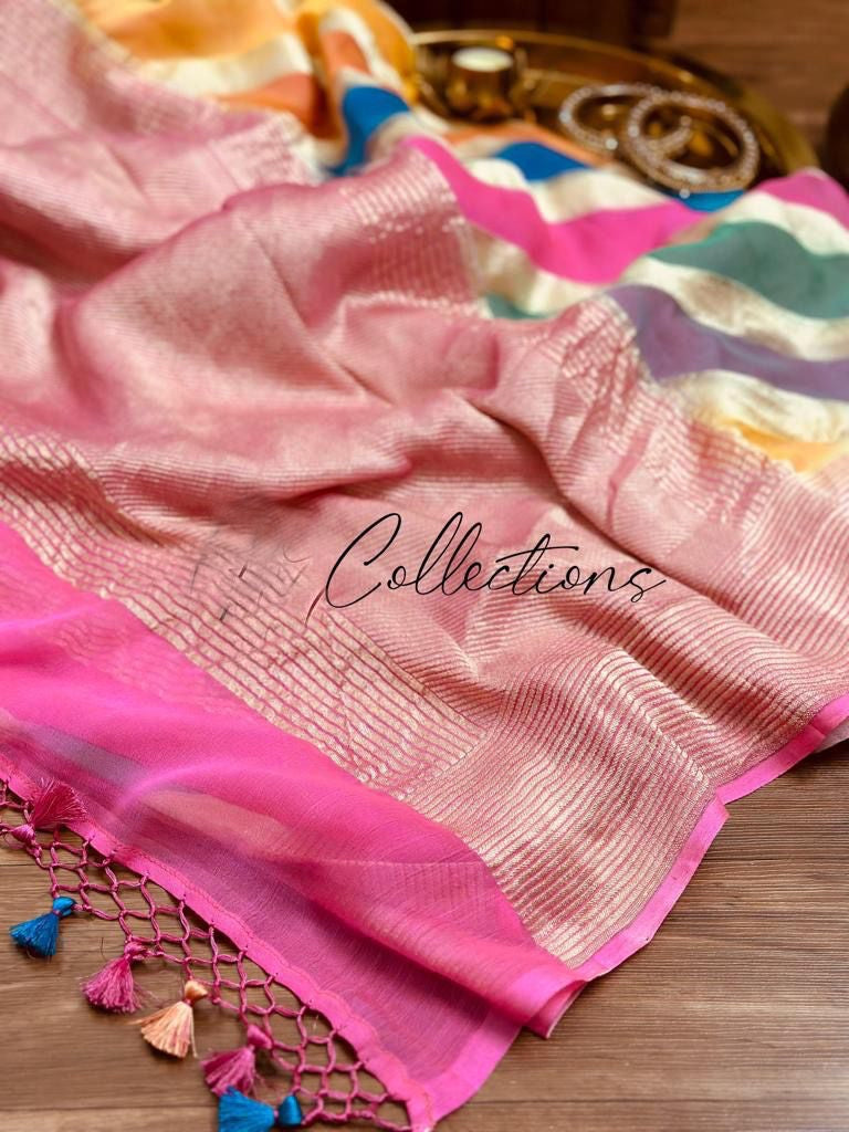 Rangkat handwoven khaddi gorgette saree