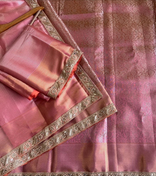 Pink tissue saree Banarsi sarees Indian sari blouse