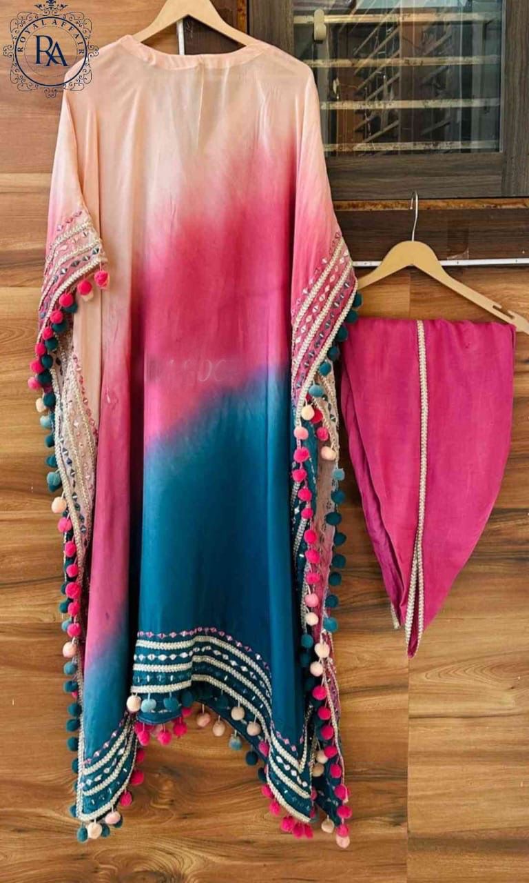 strapless open back dress Silk Kaftan set Partywear dress Indian dresses – Safrina Fashion