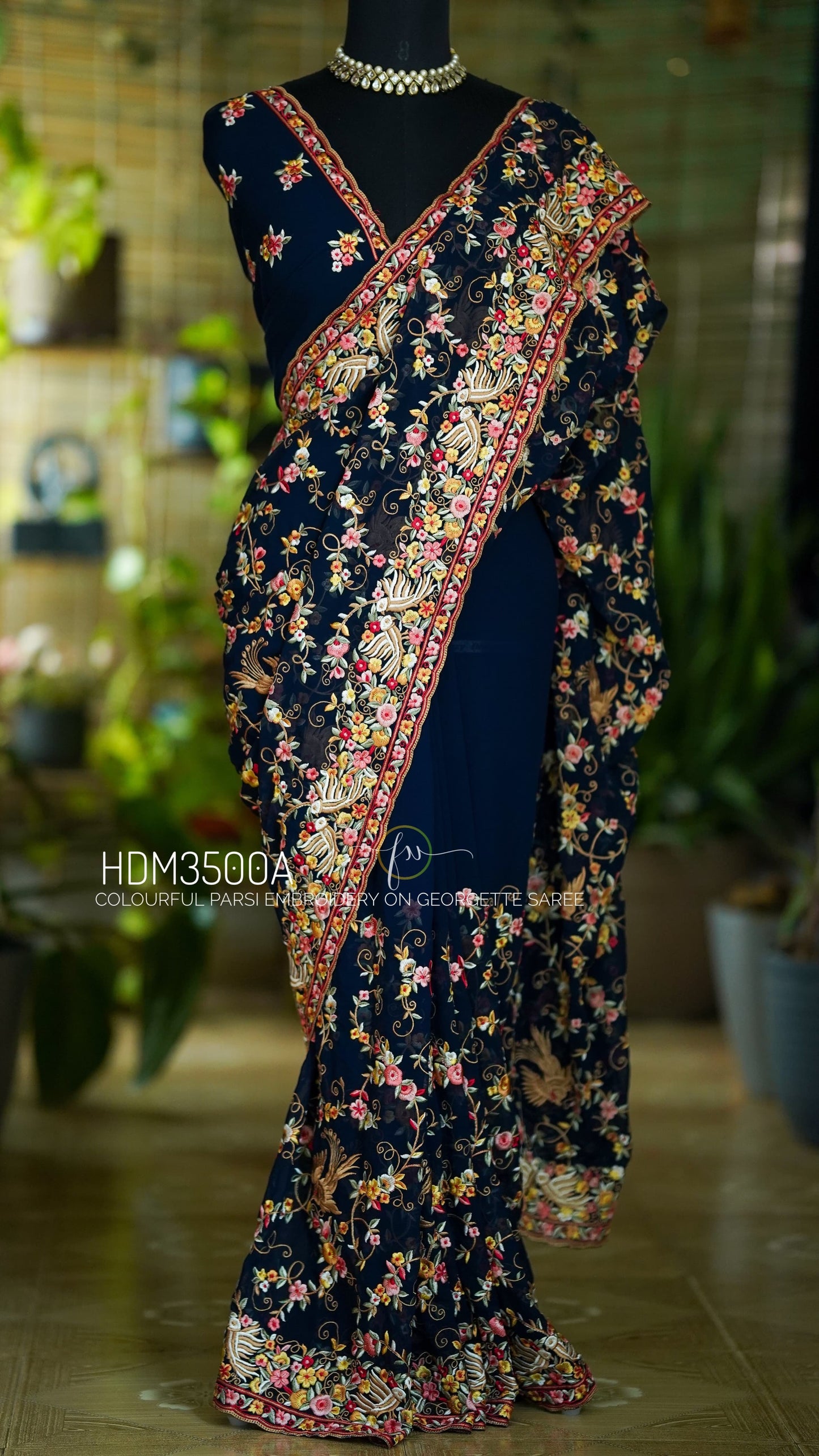 Navish Parsi inspired saree georgette sarees women sari blouse