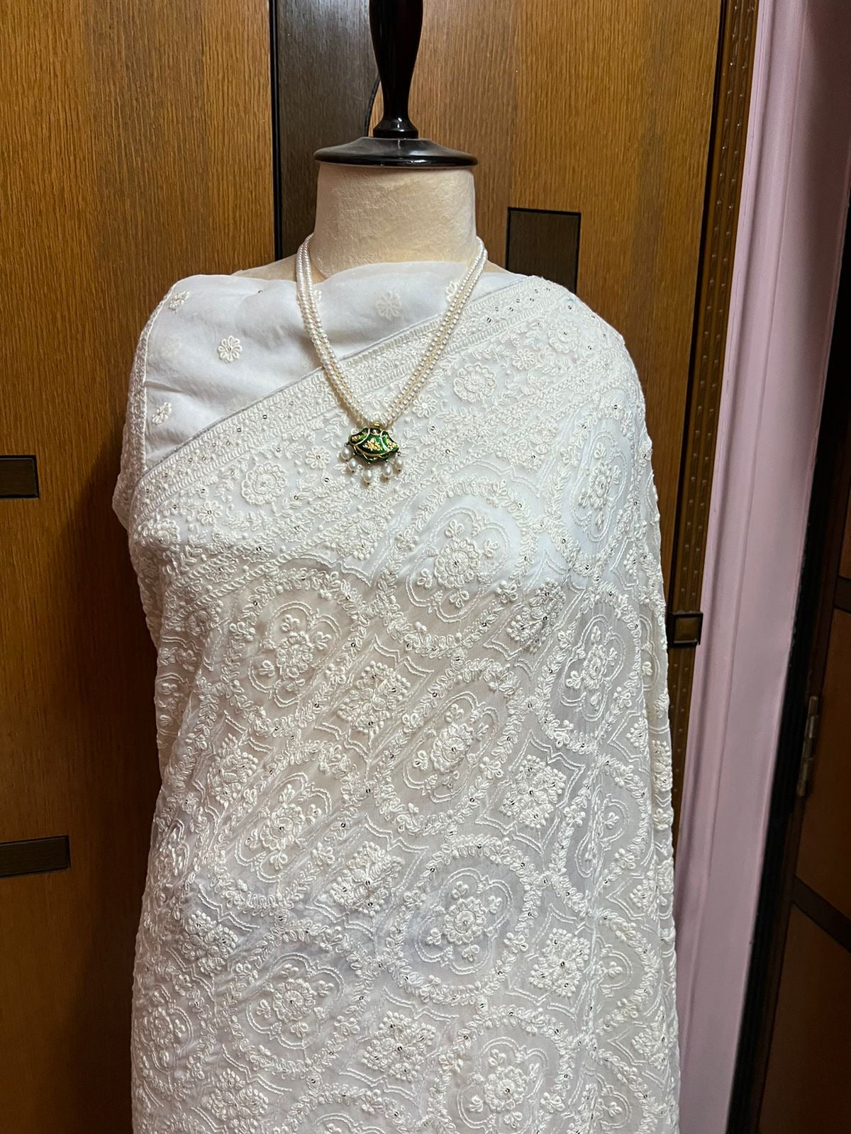 Chikankari Saree White Elegant Saree Georgette Sarees