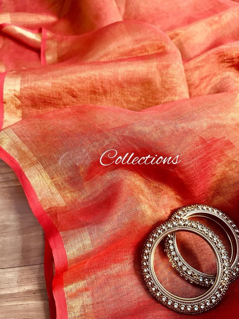 Handwoven Linen Saree Women Sarees Dual Tone Saree