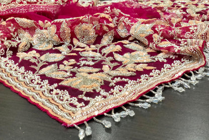 Net designer saree Indian wedding sari blouse women sarees