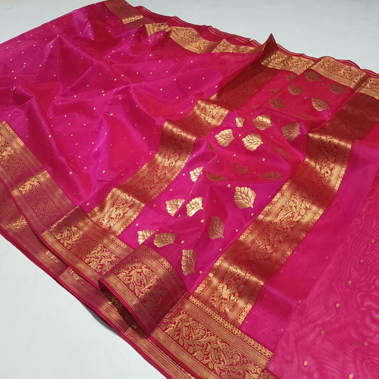 Pink Chanderi saree Indian sari blouse women sarees