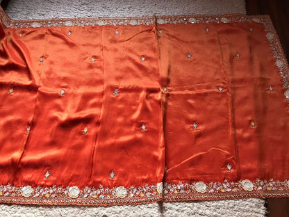 Orange Premium Shimmer Organza Tissue Silk Sarees