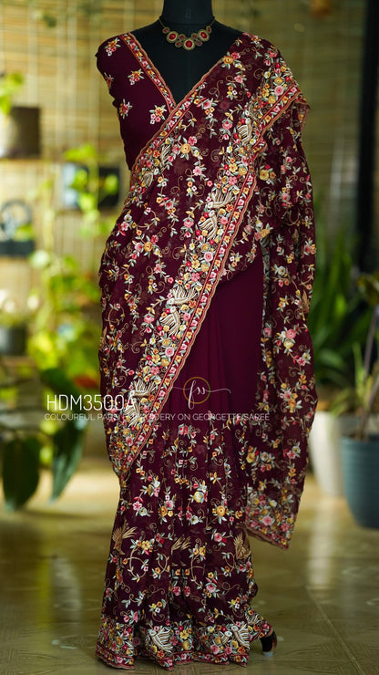 Navish Parsi inspired saree georgette sarees women sari blouse
