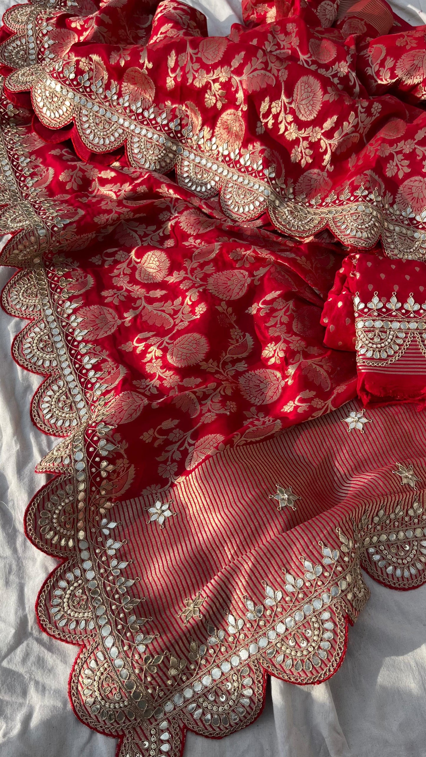 Umesha Khaddi gorgette saree Indian wedding sari blouse