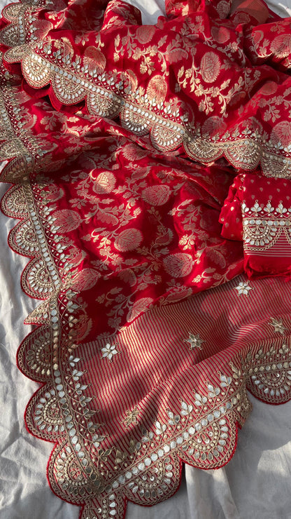 Umesha Khaddi gorgette saree Indian wedding sari blouse