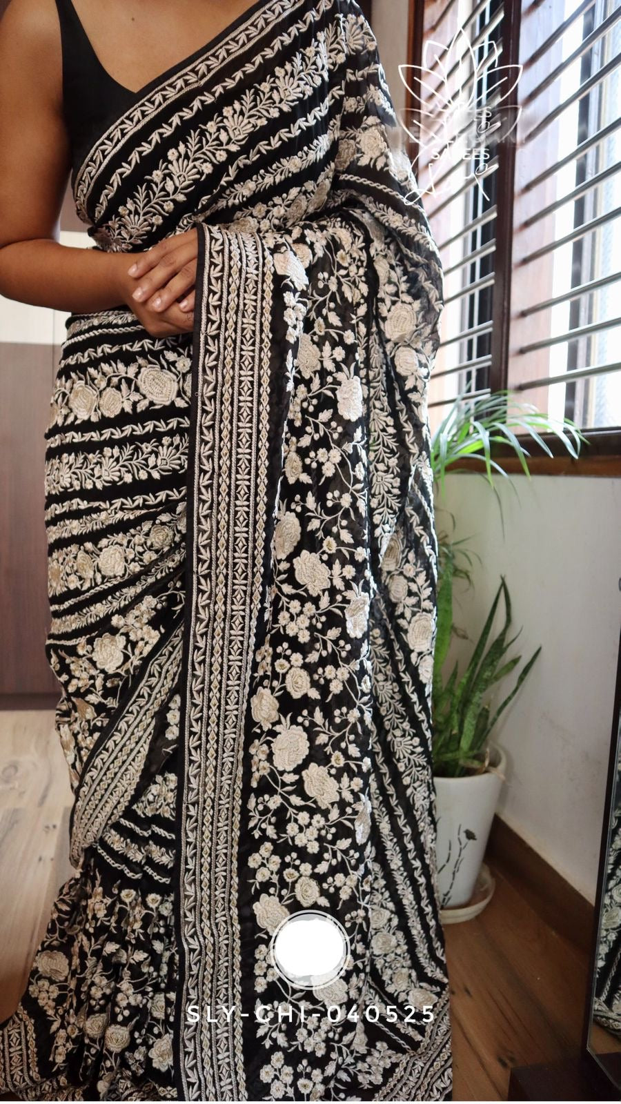 Elegant chikankari saree Lucknowi saree Indian sarees women saree blouse