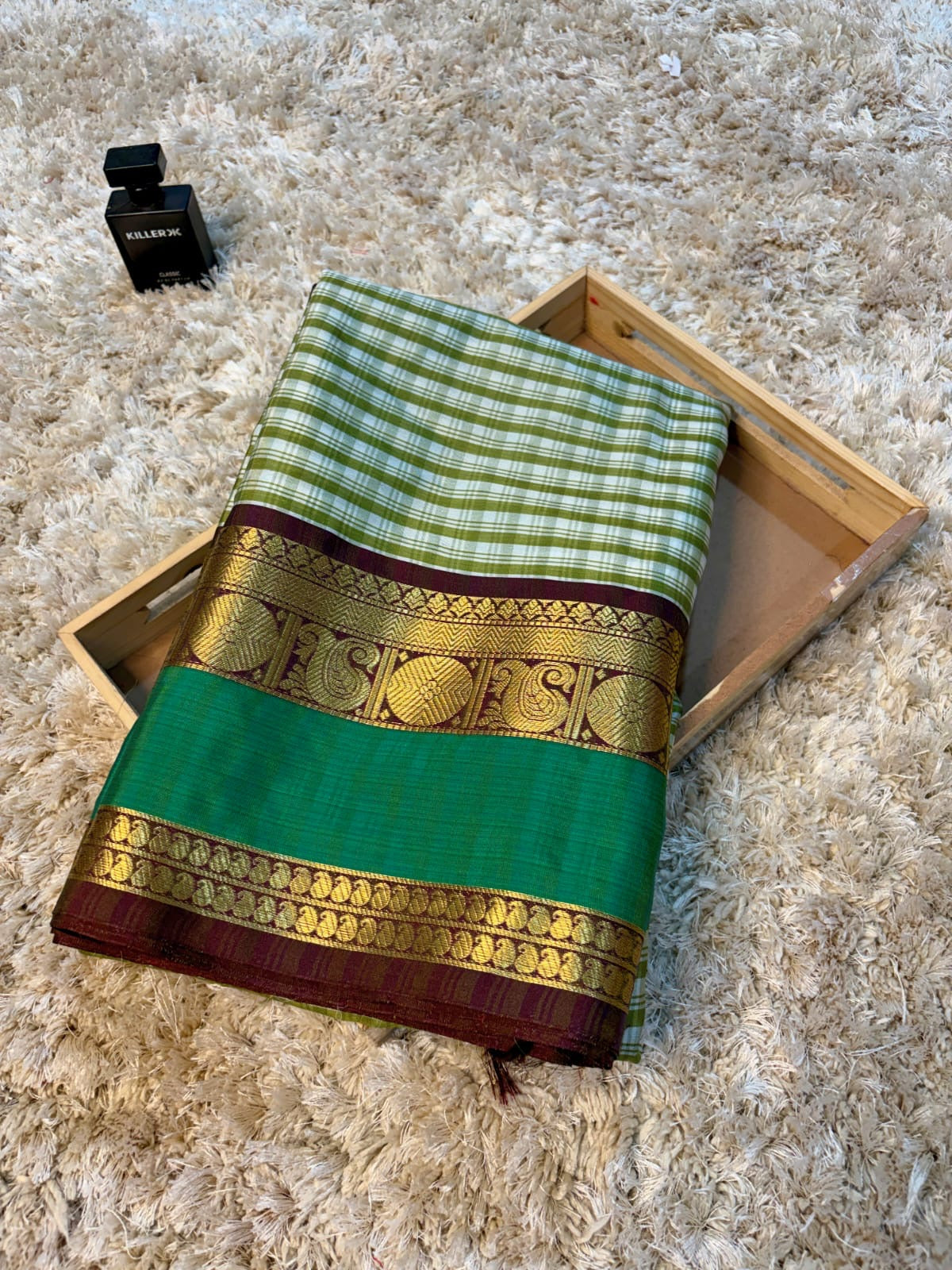Gadwal silk saree check saree handloom sari blouse Bengali sarees