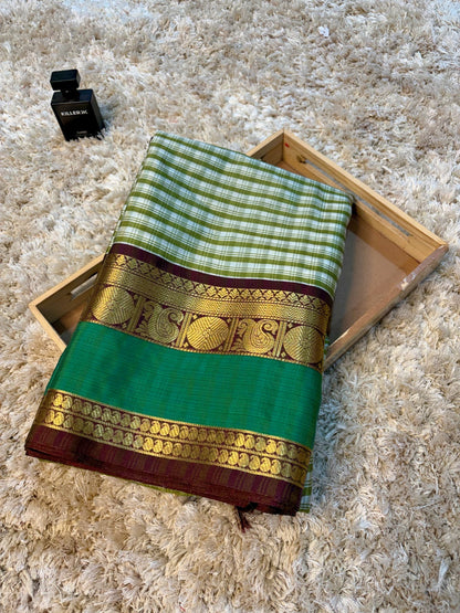 Gadwal silk saree check saree handloom sari blouse Bengali sarees