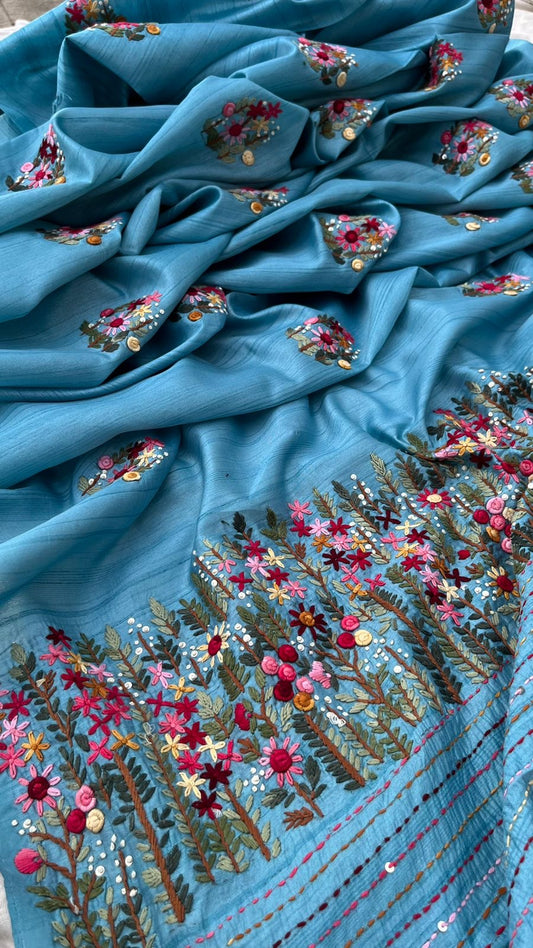 Nihad Tussar saree indian saree embroidery sarees