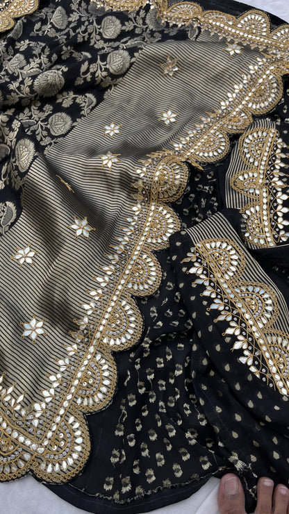 Umesha Khaddi gorgette saree Indian wedding sari blouse