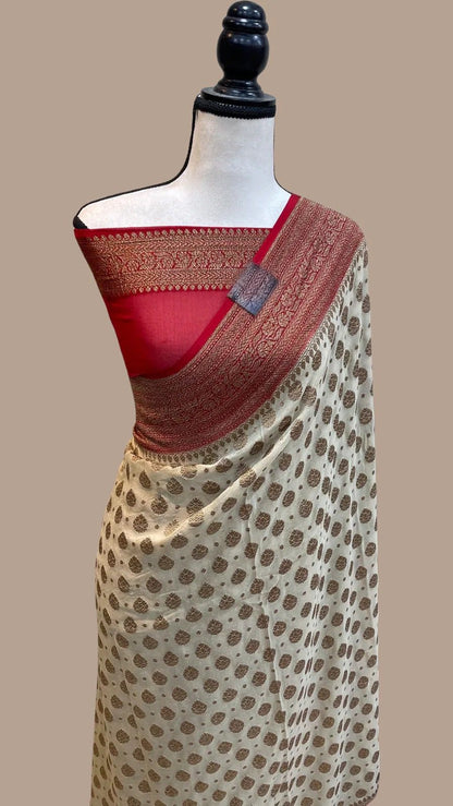Aliva khaddi gorgette saree