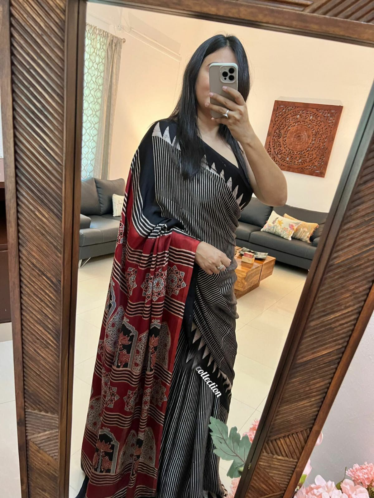 Ruhi ajrakh modal silk saree