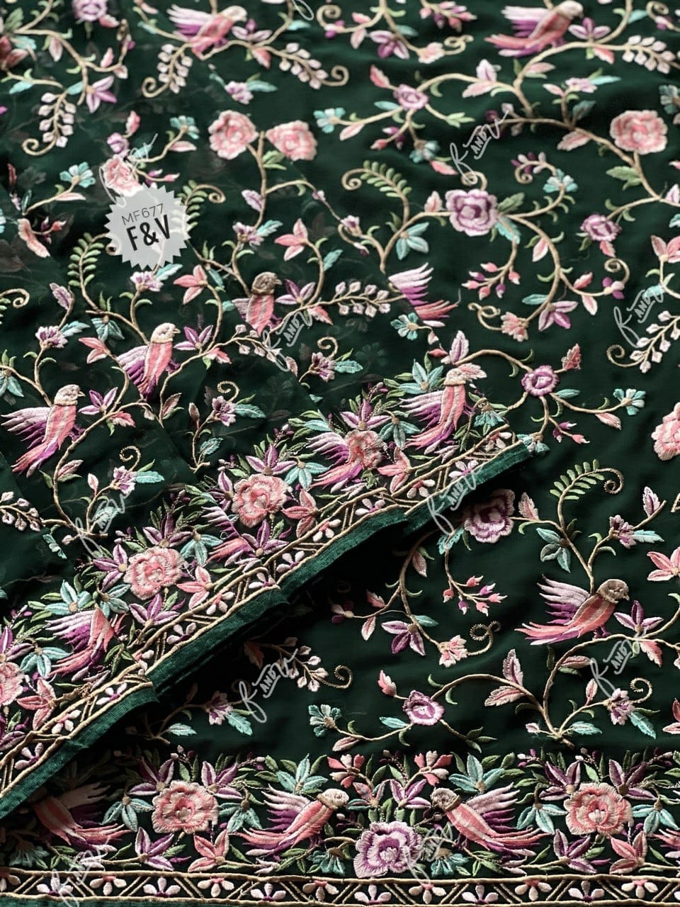 Avik gorgette Parsi inspired saree