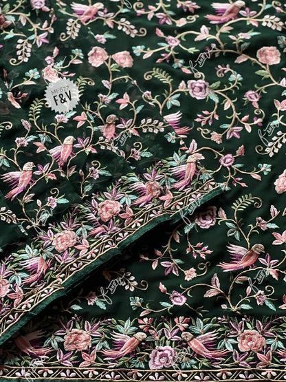 Avik gorgette Parsi inspired saree
