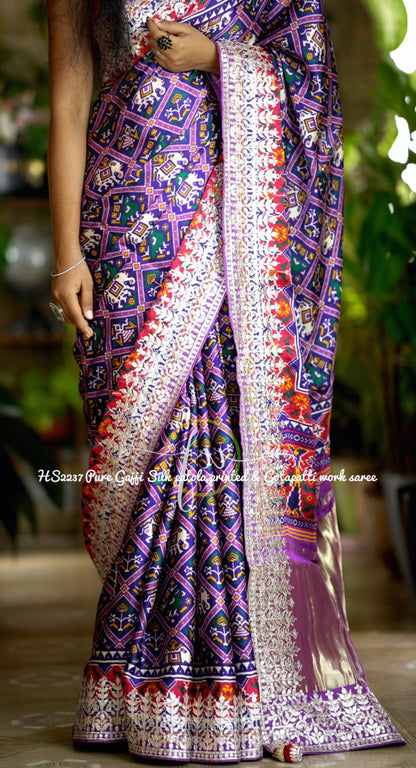 Patola Gajji silk embroidery saree