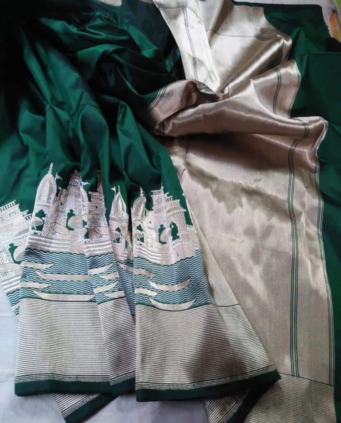 Gangaghat inspired Katan silk saree