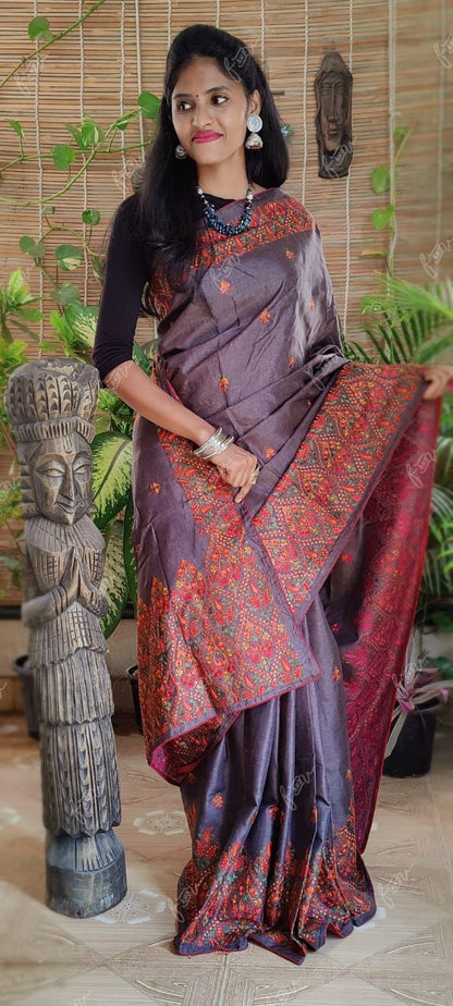 Raizi Kashmiri inspired embroidered saree