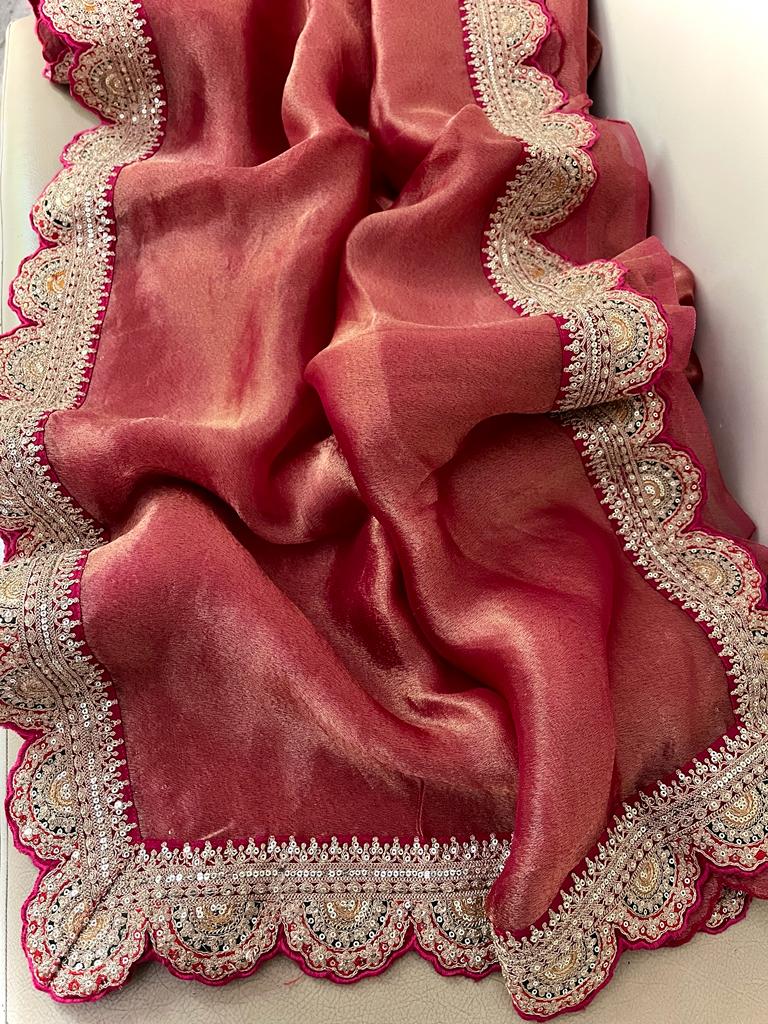 Ramia Meenakari tissue organza saree