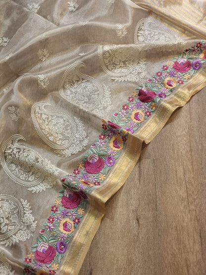 Rumha tissue embroidery saree