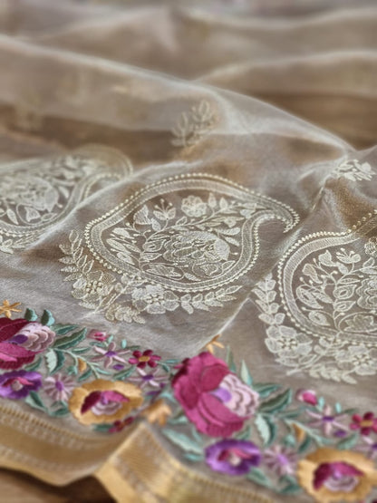 Rumha tissue embroidery saree