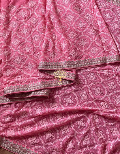 Lisa chikankari gorgette saree