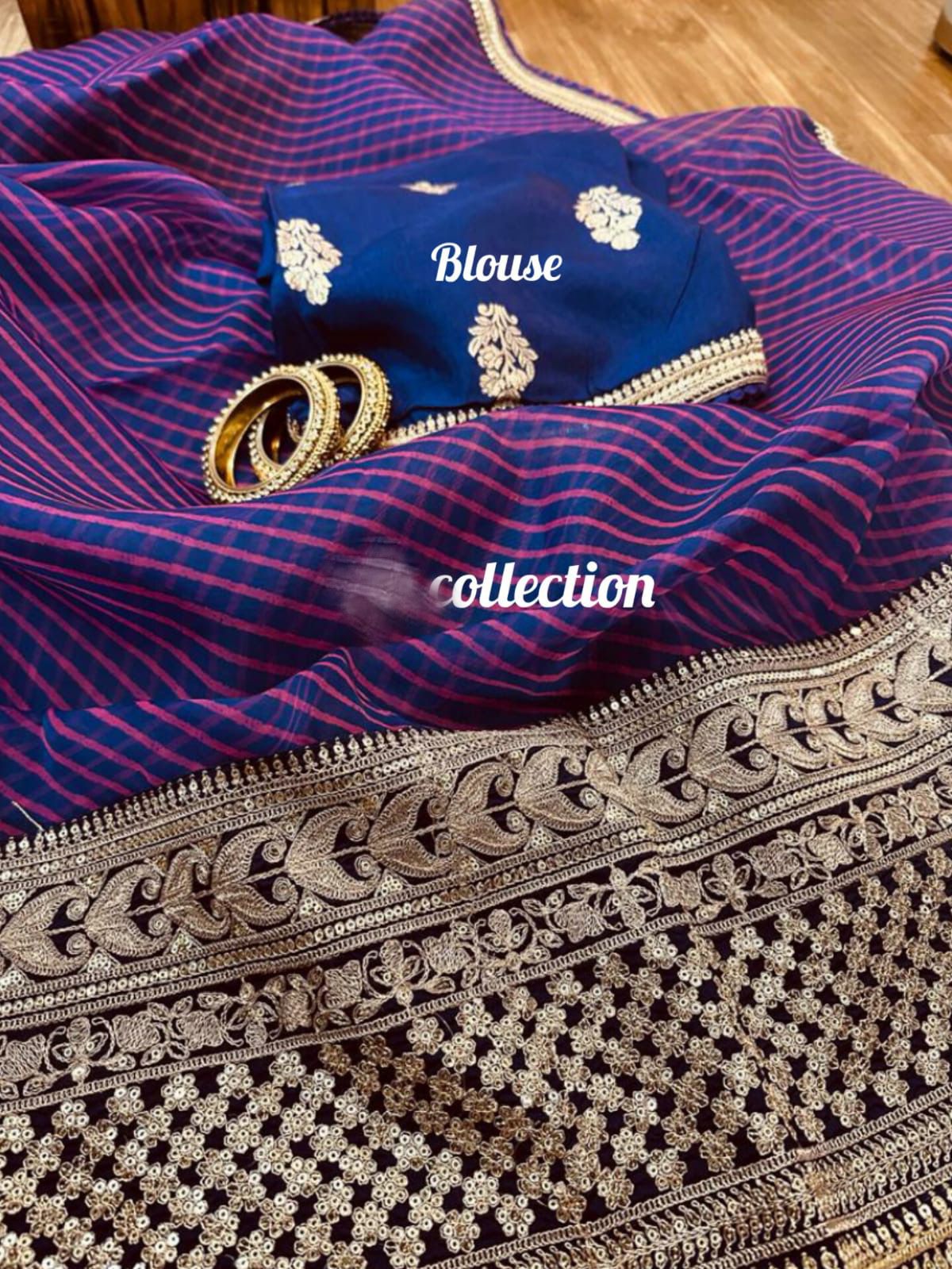 Striped purple organza weaved saree