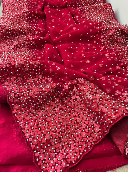 Ramisha gorgette beautiful women saree