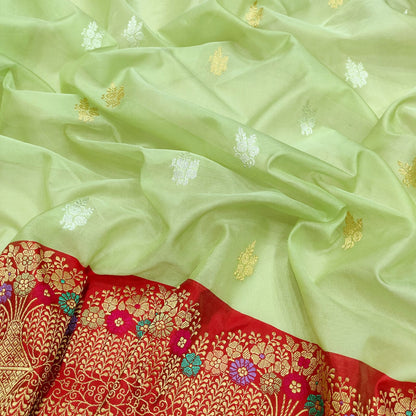 Geshi handwoven Kora kadwa saree