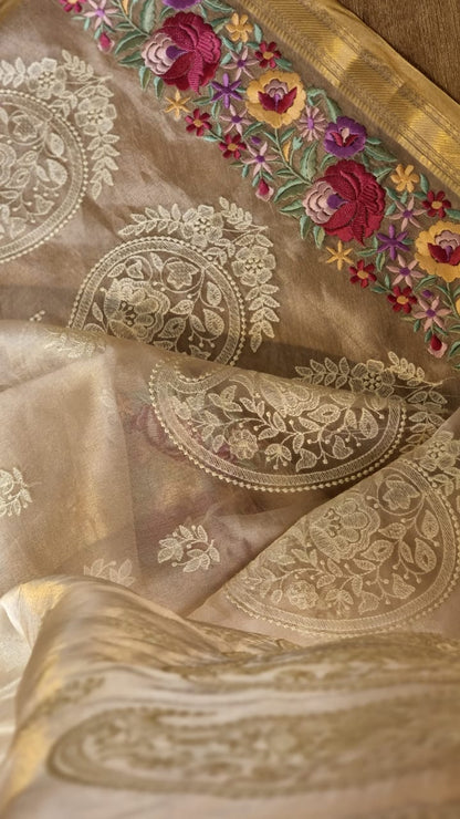 Rumha tissue embroidery saree
