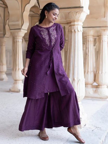 Trendy purple sharara set
