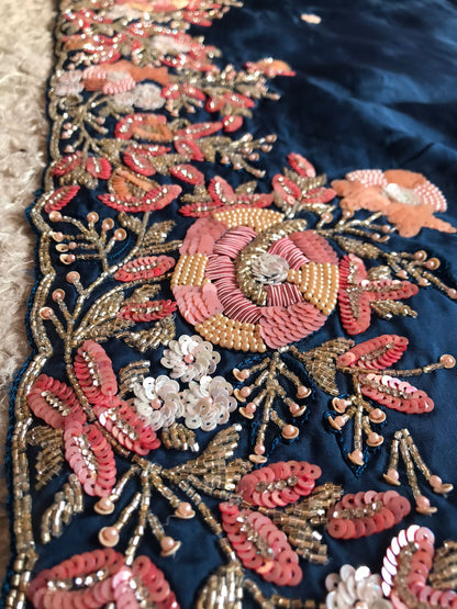 Royal blue luxury organza saree