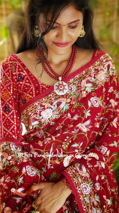 Parsi inspired Kashmiri saree