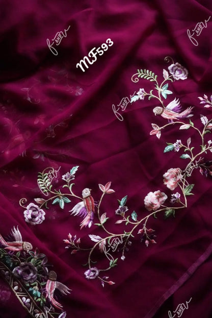 Parsi inspired Kashmiri saree