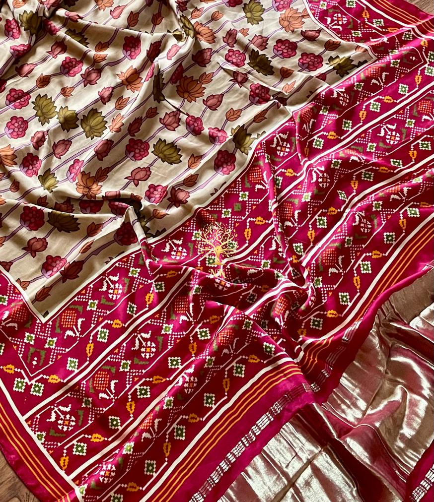 Kalamkari inspired Gajji silk saree