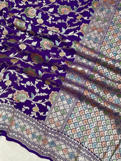 Aliva Banarsi handloom gorgette saree